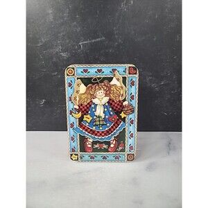 Vintage Angel Folk Art Lidded Tin, EMPTY